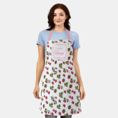 Gepersonaliseerde Schattigee Raspberry Chef Women' Schort (Gedragen)