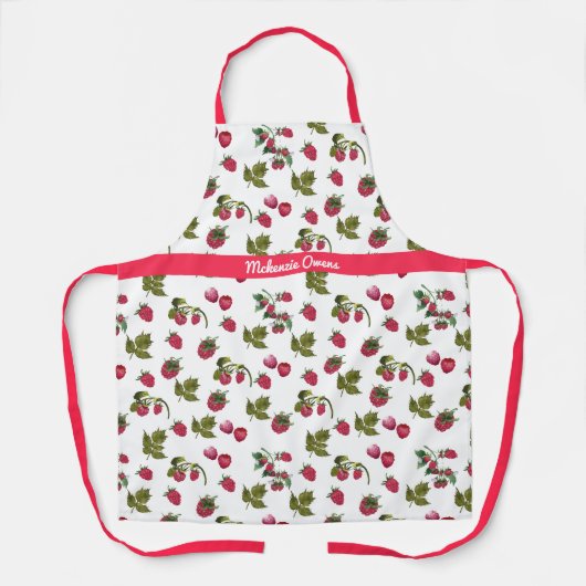 Gepersonaliseerde Schattigee Raspberry Pattern Dam Schort (Voorkant)