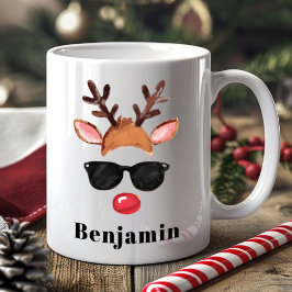 Gepersonaliseerde Schattigee Rendier Boy Christmas Koffiemok