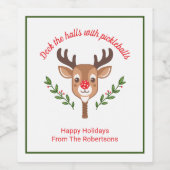 Gepersonaliseerde Schattigee rendier pickleball Wijn Etiket (Enkel label)