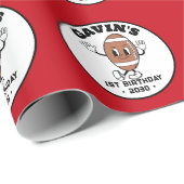 Gepersonaliseerde Schattigee Retro Football Verjaa Cadeaupapier (Rol Hoek)