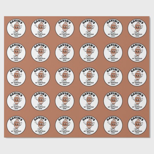 Gepersonaliseerde Schattigee Retro Football Verjaa Cadeaupapier (Vlak)