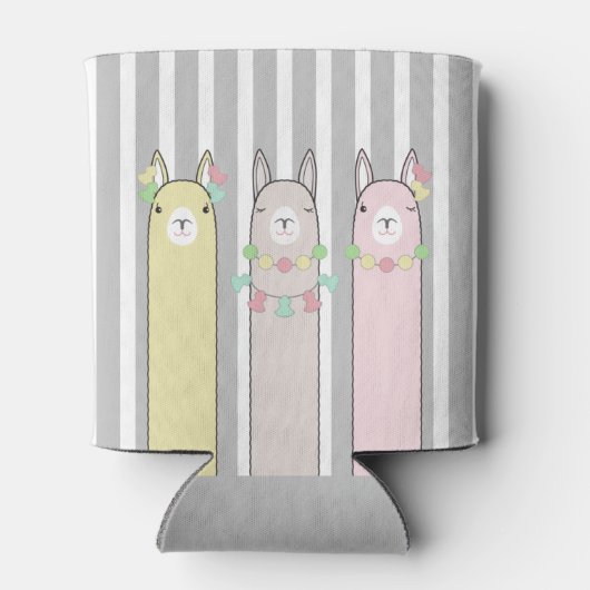 Gepersonaliseerde Schattigee Retro Kleurrijke Lama Blikjeskoeler (Achterkant)