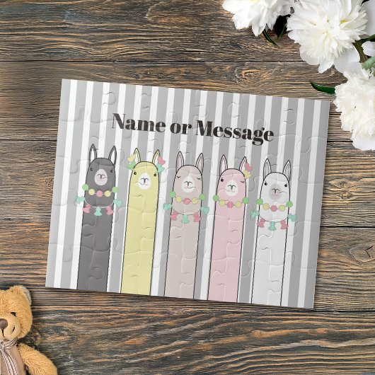 Gepersonaliseerde Schattigee Retro Kleurrijke Lama Legpuzzel