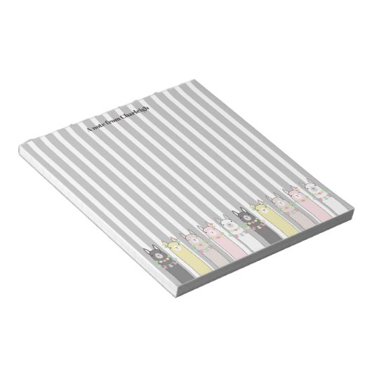 Gepersonaliseerde Schattigee Retro Kleurrijke Lama Notitieblok (Schuin)