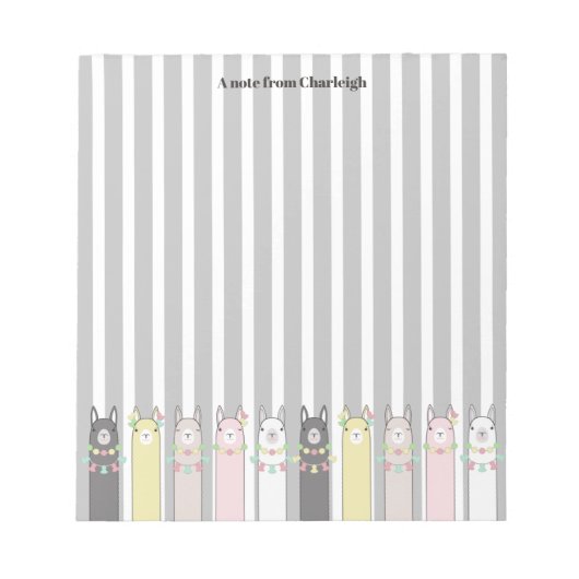 Gepersonaliseerde Schattigee Retro Kleurrijke Lama Notitieblok (Voorkant)