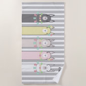 Gepersonaliseerde Schattigee Retro Kleurrijke Lama Strandlaken (Voorkant)