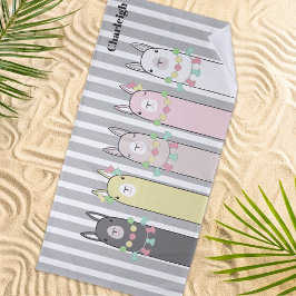 Gepersonaliseerde Schattigee Retro Kleurrijke Lama Strandlaken