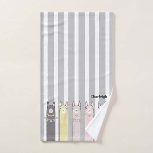 Gepersonaliseerde Schattigee Retro Kleurrijke Llam Bad Handdoek (Handdoek)