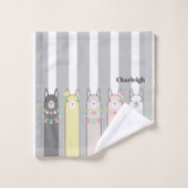 Gepersonaliseerde Schattigee Retro Kleurrijke Llam Bad Handdoek (Wasdoekje)