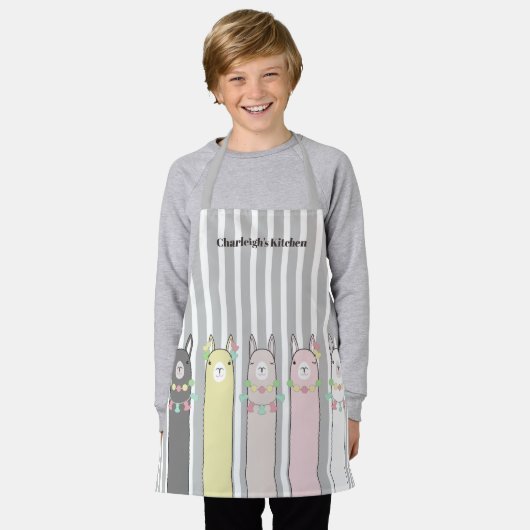 Gepersonaliseerde Schattigee Retro Kleurrijke Llam Schort (Gedragen)