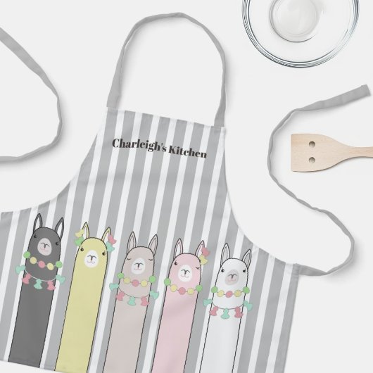 Gepersonaliseerde Schattigee Retro Kleurrijke Llam Schort