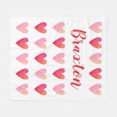 Gepersonaliseerde Schattigee rode roze harten Vale Fleece Deken (Voorkant (Horizontaal))