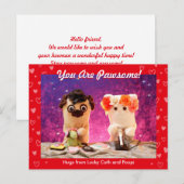 Gepersonaliseerde Schattigee rode stijlvolle harte Briefkaart (Voorkant / Achterkant)