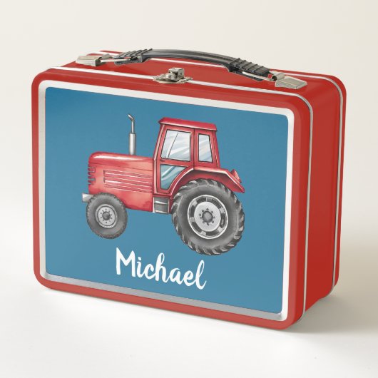 Gepersonaliseerde Schattigee Rode Tractor Boerderi (Voorkant)