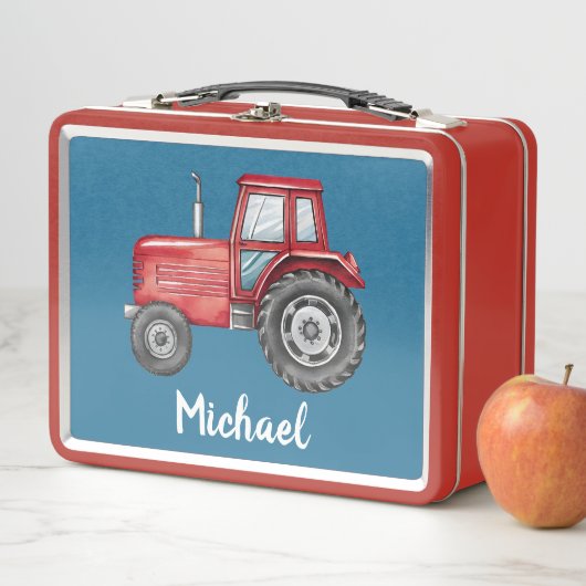 Gepersonaliseerde Schattigee Rode Tractor Boerderi (In situ)