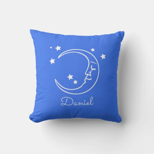 Gepersonaliseerde Schattigee Royal Blue Moon Stars Kussen (Voorkant)