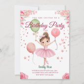 Gepersonaliseerde Schattigee Roze Bloemen Ballerin Kaart (Voorkant)