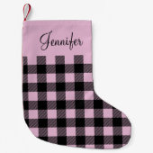Gepersonaliseerde Schattigee roze buffel Plaid Kleine Kerstsok (Voorkant)