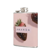 Gepersonaliseerde Schattigee Roze Chocolade-gedoop Heupfles (Links)