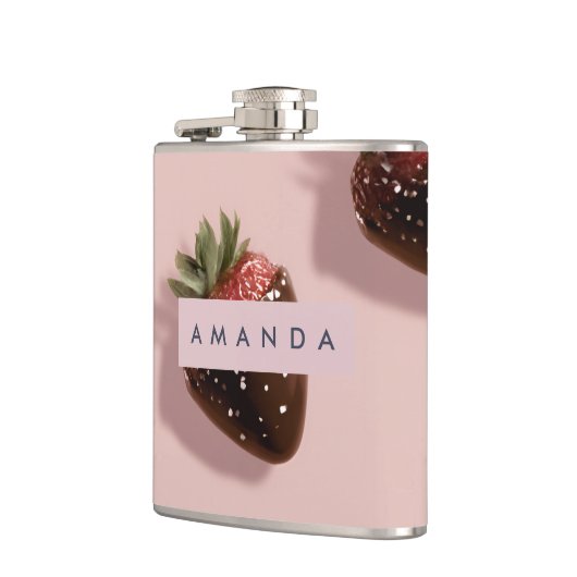 Gepersonaliseerde Schattigee Roze Chocolade-gedoop Heupfles (Links)