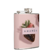 Gepersonaliseerde Schattigee Roze Chocolade-gedoop Heupfles (Rechts)