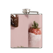 Gepersonaliseerde Schattigee Roze Chocolade-gedoop Heupfles (Achterkant)