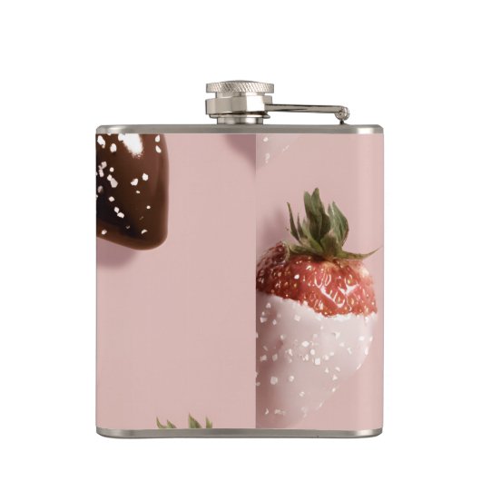 Gepersonaliseerde Schattigee Roze Chocolade-gedoop Heupfles (Achterkant)