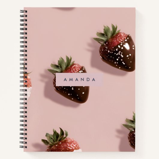 Gepersonaliseerde Schattigee Roze Chocolade-gedoop Notitieboek (Voorkant)