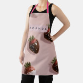 Gepersonaliseerde Schattigee Roze Chocolade-gedoop Schort (Insitu)