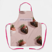 Gepersonaliseerde Schattigee Roze Chocolade-gedoop Schort (Voorkant)