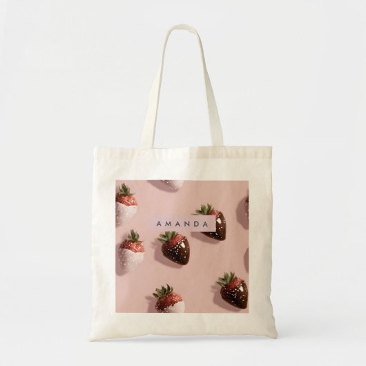 Gepersonaliseerde Schattigee Roze Chocolade-gedoop Tote Bag (Voorkant)