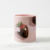 Gepersonaliseerde Schattigee Roze Chocolade-gedoop Tweekleurige Koffiemok (Center)