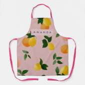 Gepersonaliseerde Schattigee Roze Citroenvruchten  Schort (Voorkant)