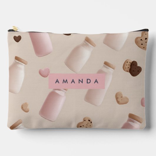 Gepersonaliseerde Schattigee Roze Cookie en Aardbe Etui (Voorkant)