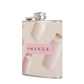 Gepersonaliseerde Schattigee Roze Cookie en Aardbe Heupfles (Links)