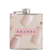 Gepersonaliseerde Schattigee Roze Cookie en Aardbe Heupfles (Voorkant)