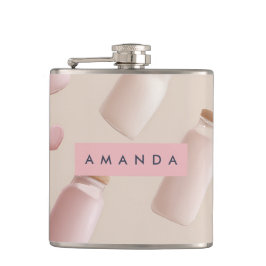 Gepersonaliseerde Schattigee Roze Cookie en Aardbe Heupfles