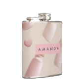 Gepersonaliseerde Schattigee Roze Cookie en Aardbe Heupfles (Rechts)