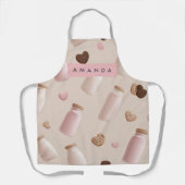 Gepersonaliseerde Schattigee Roze Cookie en Aardbe Schort (Voorkant)