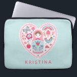 Gepersonaliseerde Schattigee Roze Hart Nesting Dol Laptop Sleeve<br><div class="desc">Een  blauwgroen en roze matryoshka nesting pop laptop mouw. Leuk voor terug naar school! Personaliseer het met jouw naam of geef het als een geschenk. Ontworpen voor u door Blackberry Boulevard.</div>
