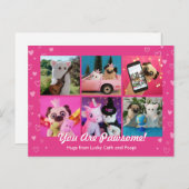 Gepersonaliseerde Schattigee roze harten foto coll Briefkaart (Voorkant / Achterkant)