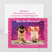 Gepersonaliseerde Schattigee roze harten foto Mode Briefkaart (Voorkant / Achterkant)