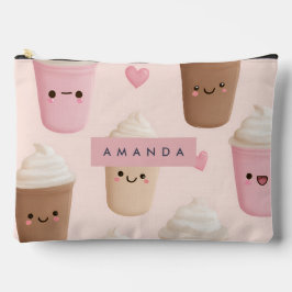 Gepersonaliseerde Schattigee roze Kawaii Coffee Cu Etui