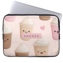 Gepersonaliseerde Schattigee roze Kawaii Coffee Cu
