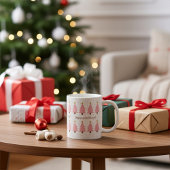 Gepersonaliseerde Schattigee roze kerstbomen, goud Koffiemok