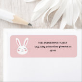 Gepersonaliseerde Schattigee roze konijnenPasen Etiket (Insitu)