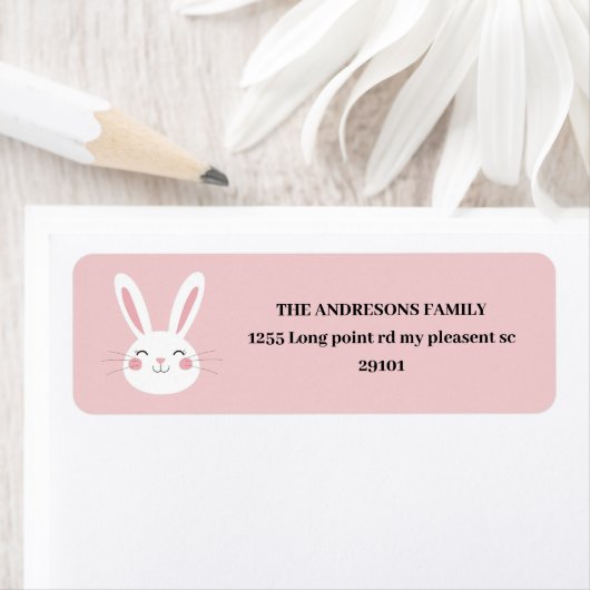 Gepersonaliseerde Schattigee roze konijnenPasen Etiket (Insitu)