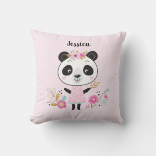 Gepersonaliseerde Schattigee roze panda Beer Kussen