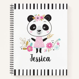 Gepersonaliseerde Schattigee roze panda Notitieboek